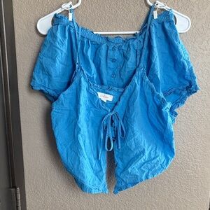 Colsie Blue Lightweight Eyelet Cotton Sleep Set